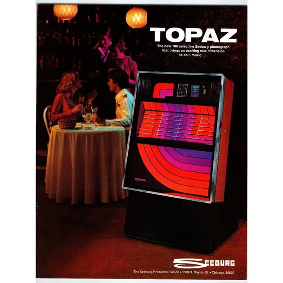 1960s Seeburg Topaz Jukebox Brochure Vintage Music Machine Flyer - Picture 1 of 2